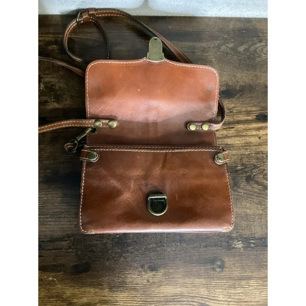 PATRICIA NASH Bianco Brown Leather Suede Crossbody Wristlet Wallet Bag Purse - Picture 7 of 10